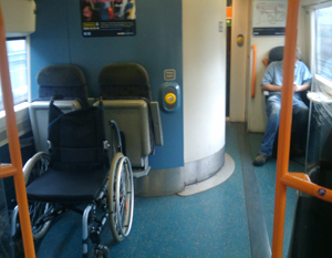 Wheelchair space on Southeast train
