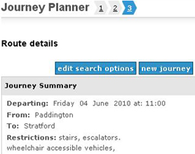 Journey planner screenshot