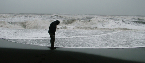 Mike on black sand