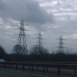 M1, UK: Pylons on the route between London and St Albans [Picture by Flash Wilson]