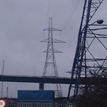 Purfleet, UK: Pylons in state of disassembly near the Channel Tunnel Rail Link  [Picture by Flash Wilson]